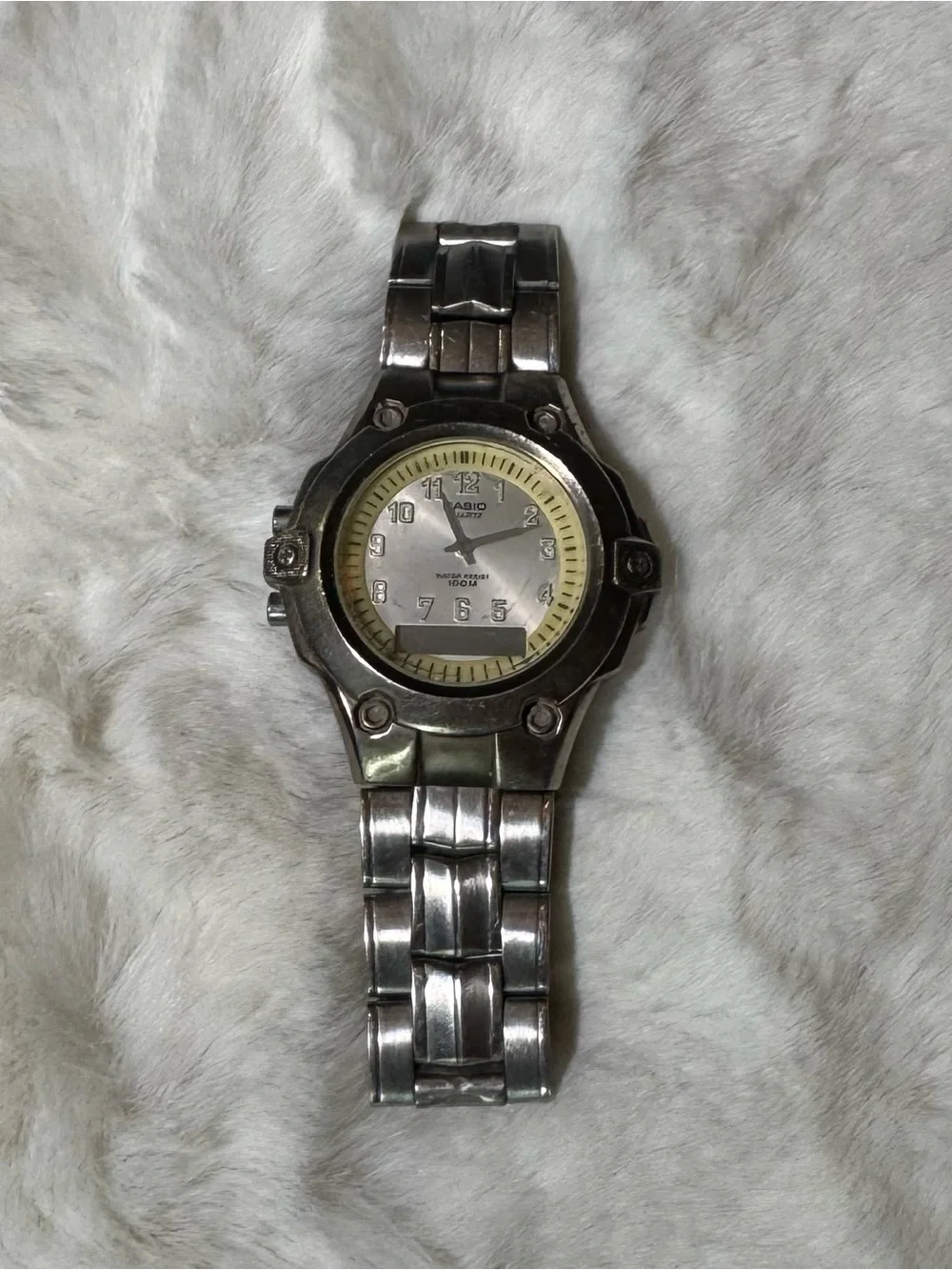 Casio Silver Analog-Digital Water Resistant Watch Mta 1000